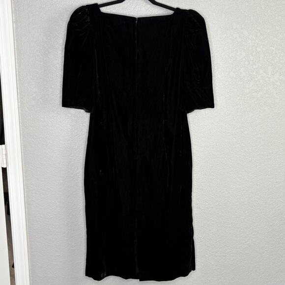 Vtg 80's Cachet Sheath Dress Velvet Rhinestone Puff Sleeve Fairy Grunge Sz 16 - Picture 3 of 5